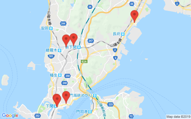 下関の保険相談窓口のマップ